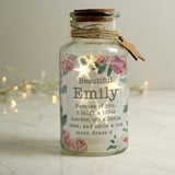 Personalised Floral Watercolour LED Glass Jar - The Flower & Gift Yard