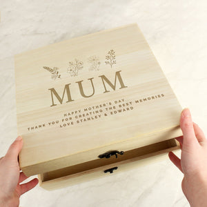 Personalised Floral Wooden Keepsake Box - The Flower & Gift Yard