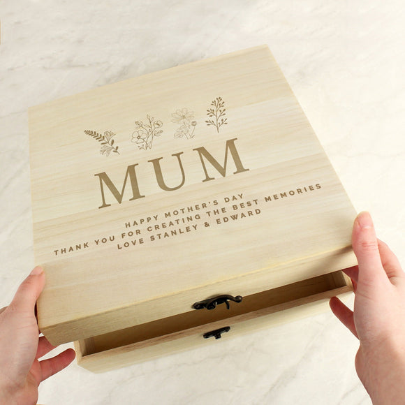 Personalised Floral Wooden Keepsake Box - The Flower & Gift Yard