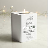 Personalised Floral Wooden Tealight Holder - The Flower & Gift Yard