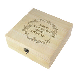 Personalised Floral Wreath Large Wooden Keepsake Box - The Flower & Gift Yard