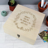 Personalised Floral Wreath Large Wooden Keepsake Box - The Flower & Gift Yard