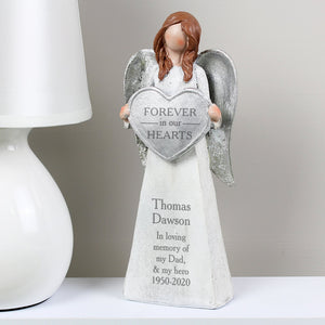 Personalised Forever In Our Hearts Memorial Angel Ornament - The Flower & Gift Yard
