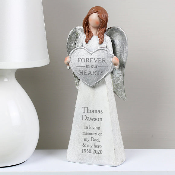 Personalised Forever In Our Hearts Memorial Angel Ornament - The Flower & Gift Yard