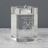 Personalised Guardian Angel Wings Glass Tea Light Holder - The Flower & Gift Yard
