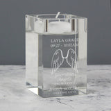 Personalised Guardian Angel Wings Glass Tea Light Holder - The Flower & Gift Yard