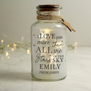 Personalised I Love You More... LED Glass Jar - The Flower & Gift Yard