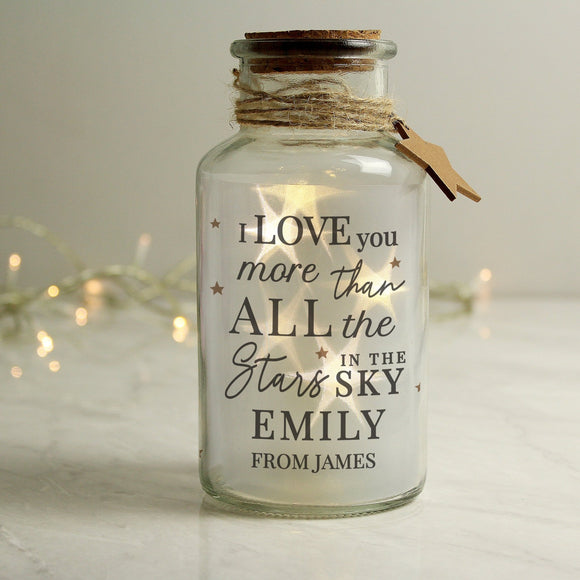 Personalised I Love You More... LED Glass Jar - The Flower & Gift Yard