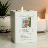 Personalised Wooden Memorial Tealight Holder with Photo - The Flower & Gift Yard