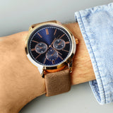 Personalised Mens Rose Gold Tone Watch with Brown Strap - The Flower & Gift Yard