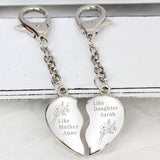 Personalised Mother Daughter Two Heart Keyring - The Flower & Gift Yard