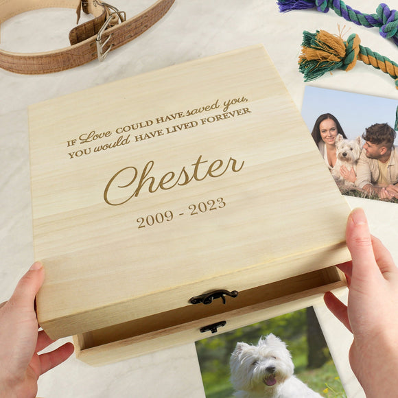 Personalised Pet Memorial Large Wooden Keepsake Box - The Flower & Gift Yard