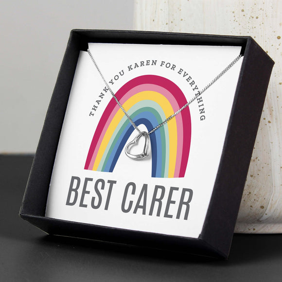 Personalised Rainbow Sentiment Silver Tone Necklace and Box - The Flower & Gift Yard