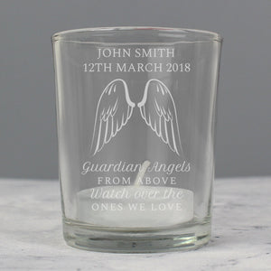 Personalised Remembrance Tealight Holder with Angel Wings - The Flower & Gift Yard
