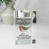 Personalised Robin Memorial Glass Tealight Holder - The Flower & Gift Yard