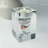 Personalised Robin Memorial Glass Tealight Holder - The Flower & Gift Yard