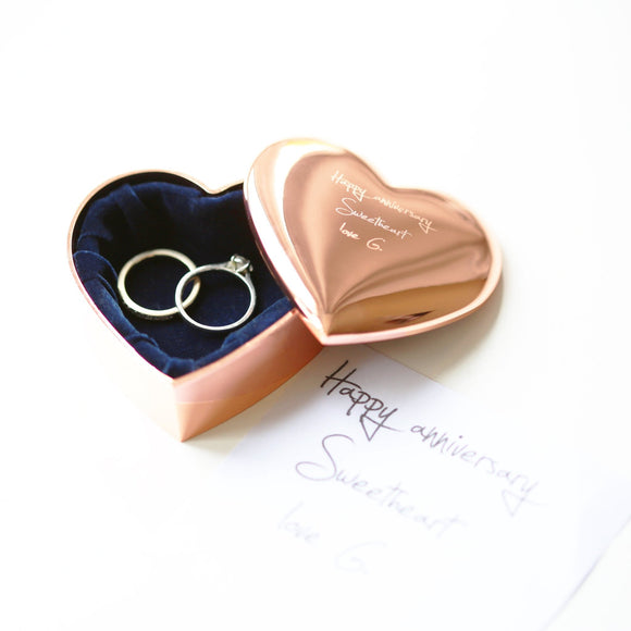 Personalised Rose Gold Heart Trinket - The Flower & Gift Yard