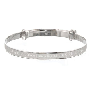 Personalised Sterling Silver Childs Expanding Diamante Star Bracelet - The Flower & Gift Yard