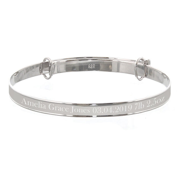 Personalised Sterling Silver Childs Expanding Diamante Star Bracelet - The Flower & Gift Yard