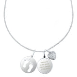 Personalised Sterling Silver Footprints and Cubic Zirconia Heart Necklace - The Flower & Gift Yard