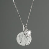 Personalised Sterling Silver Footprints and Cubic Zirconia Heart Necklace - The Flower & Gift Yard