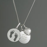 Personalised Sterling Silver Footprints and Cubic Zirconia Heart Necklace - The Flower & Gift Yard