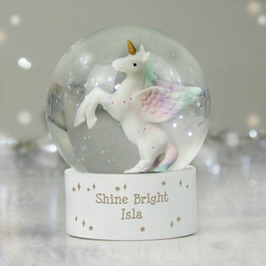 Personalised Unicorn Snow Globe - The Flower & Gift Yard
