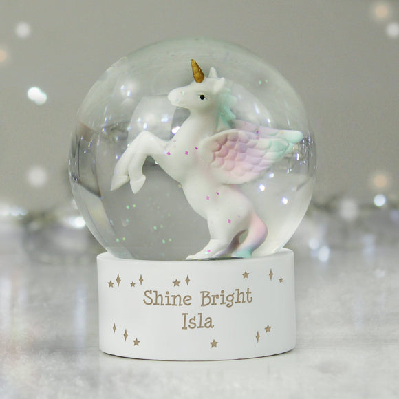Personalised Unicorn Snow Globe - The Flower & Gift Yard