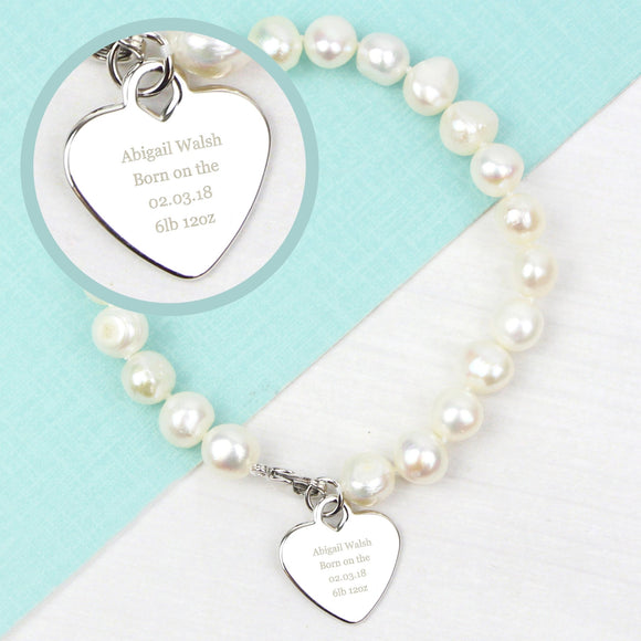 Personalised White Freshwater Pearl Message Bracelet - The Flower & Gift Yard