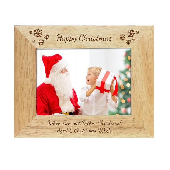 Personalised Wooden Photo Frame with Snowflake Design - The Flower & Gift Yard