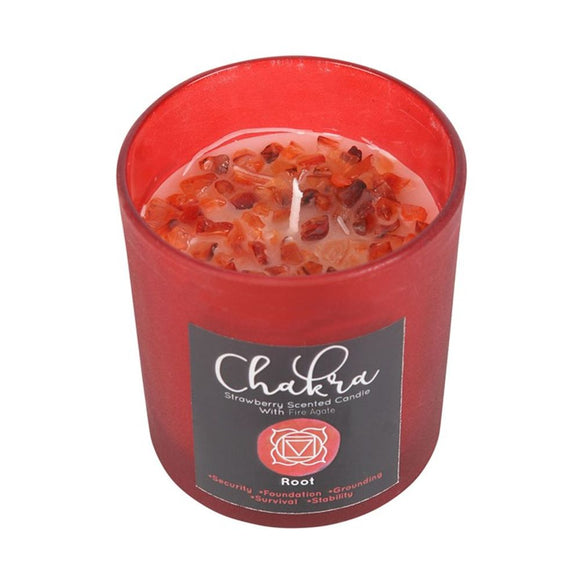 Root Chakra Strawberry Crystal Chip Candle - The Flower & Gift Yard