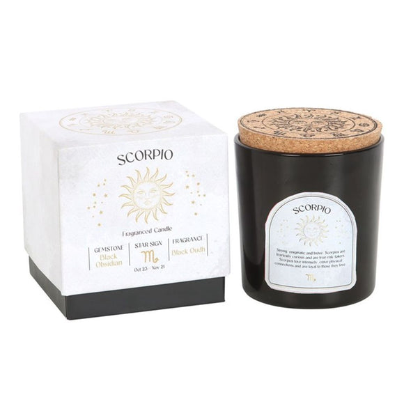 Scorpio Black Oudh Gemstone Zodiac Candle - The Flower & Gift Yard