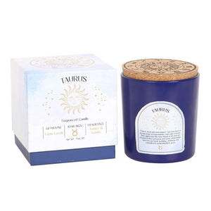 Taurus Amber & Vanilla Gemstone Zodiac Candle - The Flower & Gift Yard