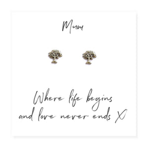 Tree of Life Earrings with Message for Mum - The Flower & Gift Yard