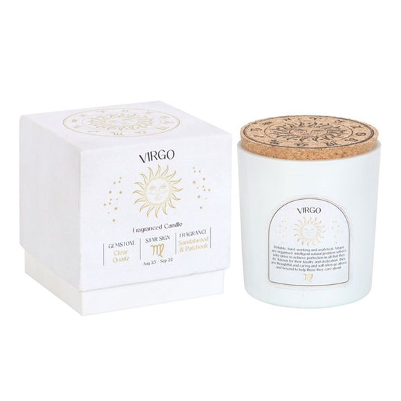 Virgo Sandalwood & Patchouli Gemstone Zodiac Candle - The Flower & Gift Yard